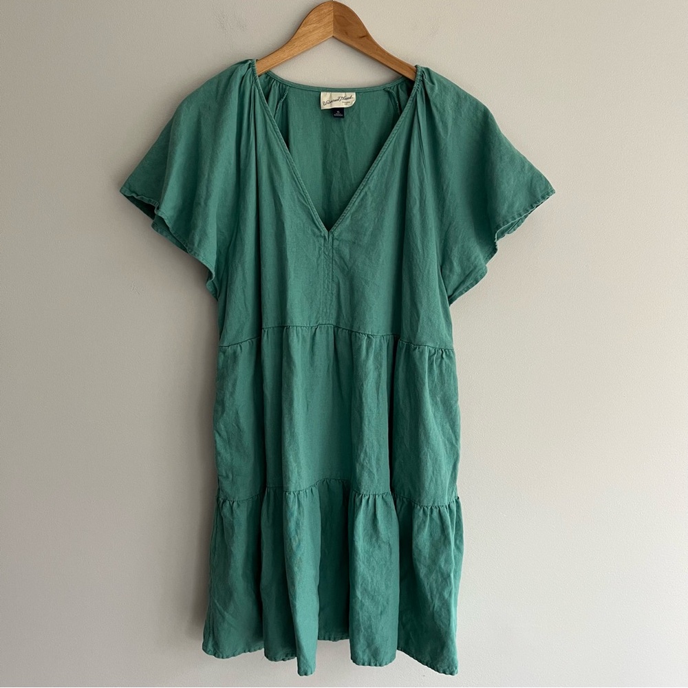 Universal Thread Green Flutter Sleeves Dress With… - image 1